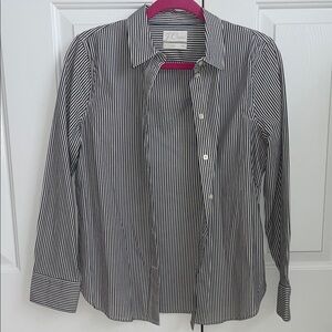 J. Crew Black and White Striped Button Down Shirt